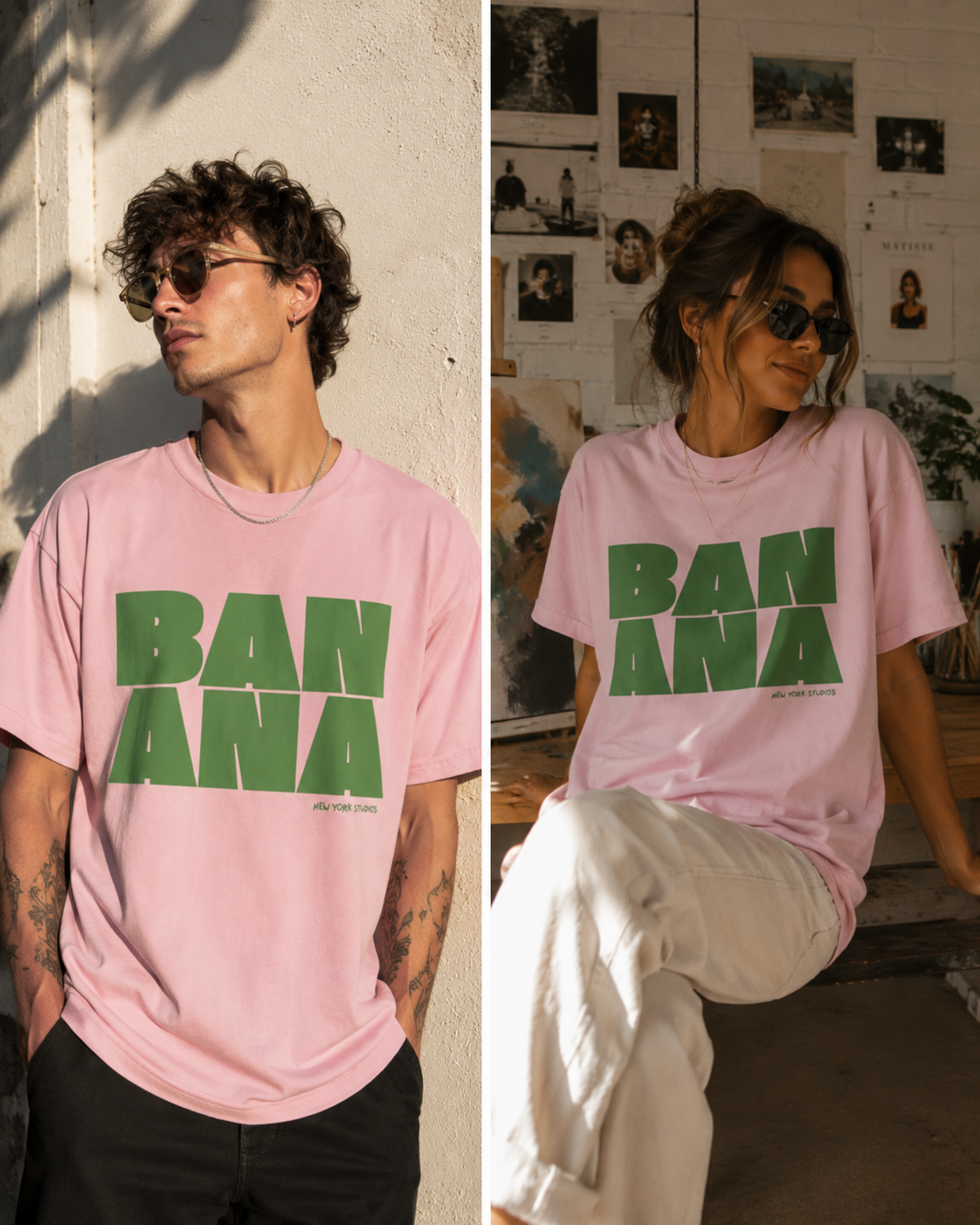 BANANA  - Bold Block T-Shirt — Retro Green Graphic Tee