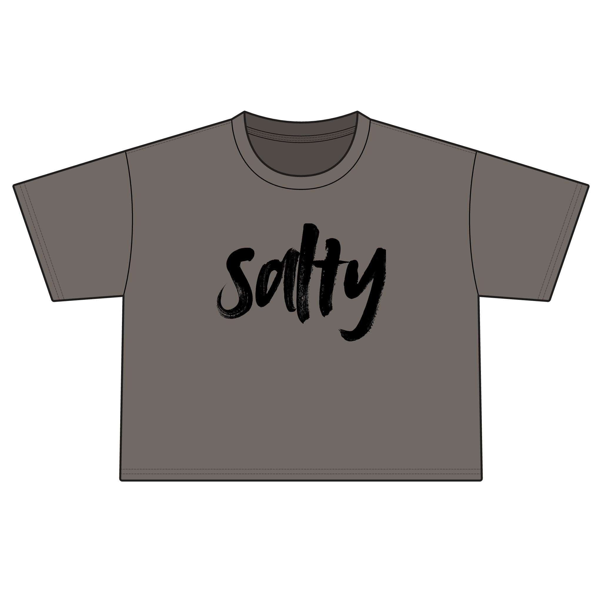 Salty Boxy Tee — Women's Boxy Cropped T‑Shirt with Bold Script