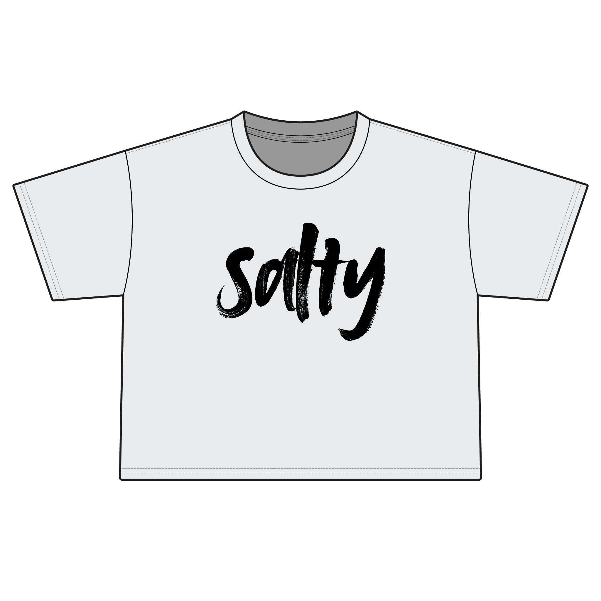 Salty Boxy Tee — Women's Boxy Cropped T‑Shirt with Bold Script