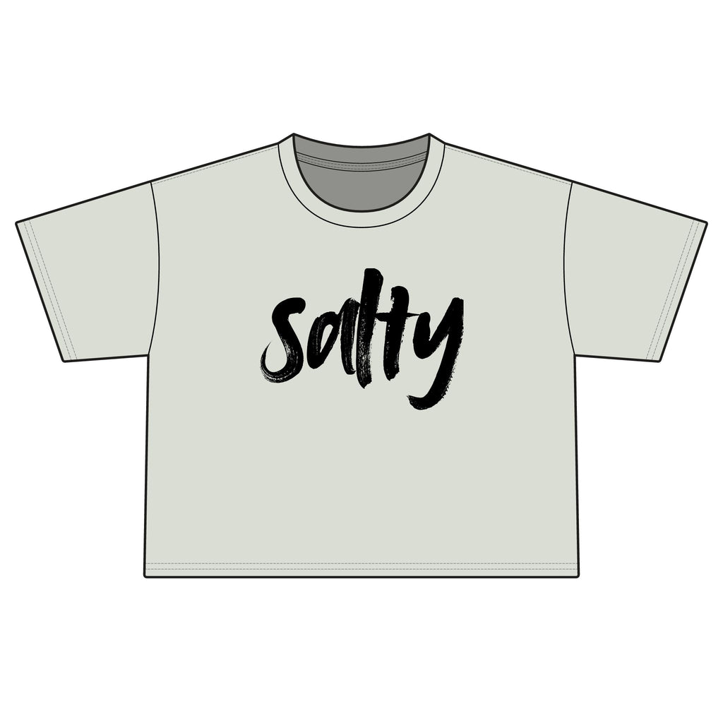 Salty Boxy Tee — Women's Boxy Cropped T‑Shirt with Bold Script