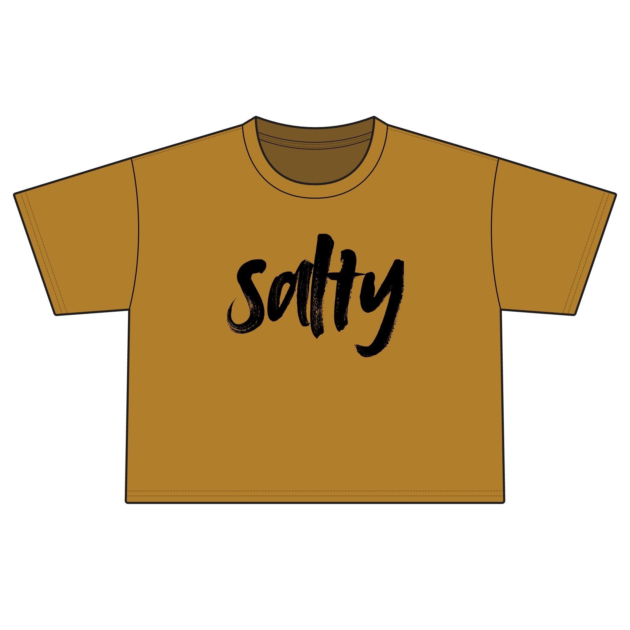 Salty Boxy Tee — Women's Boxy Cropped T‑Shirt with Bold Script