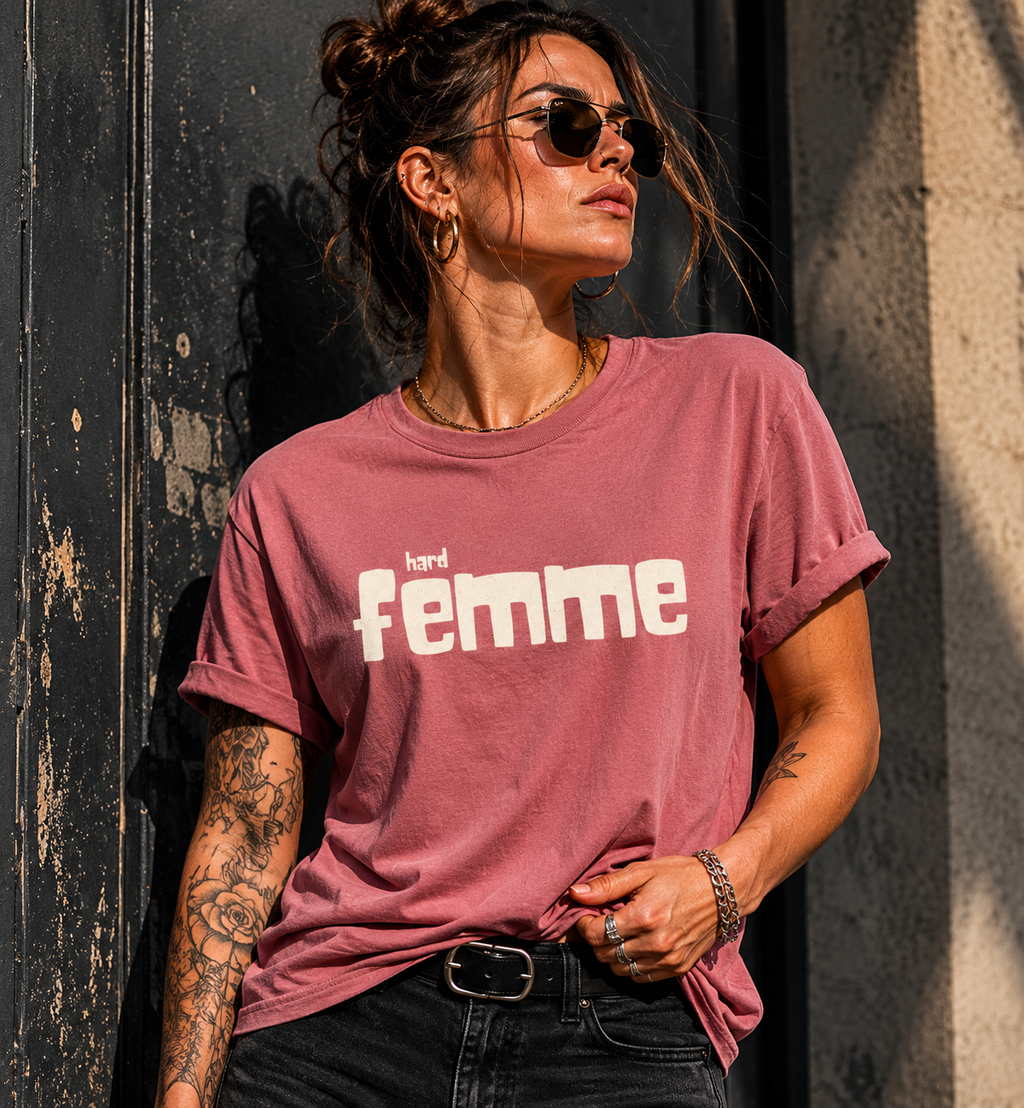 "Hard Femme" Tee | White T-Shirt, Minimal Feminine Typography
