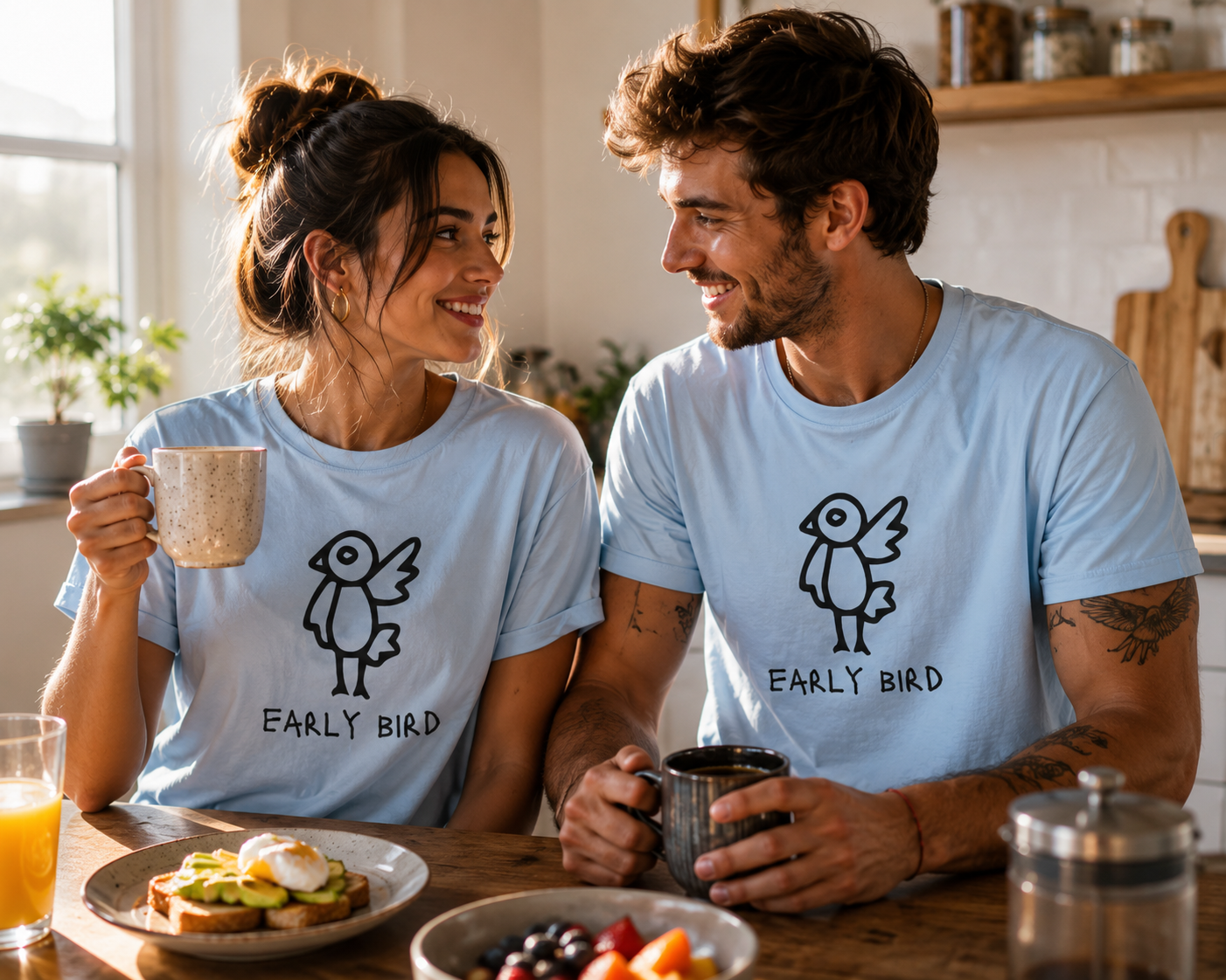 Early Bird Graphic T-Shirt — Cute Minimalist Bird Tee